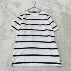 タカキュー 半袖 Tシャツ ストライプ カジュアル 作業着 古着 メンズ Mのサムネイル