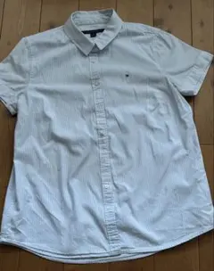TOMMY HILFIGER 半袖ストライプ綿シャツ