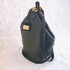 ペレボルサ 2ウェイ ワンショルダー 異素材レザー バケツ型 シボ ゴールド金具