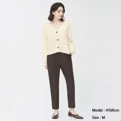 GU 起毛タックテーパードパンツ ダークブラウン S レディース