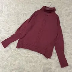 Golden Bear｜タートルネック ケーブル編　セーター ローズピンク