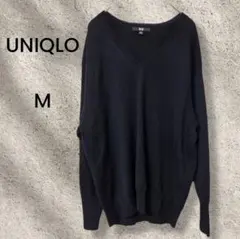 ユニクロ☆Vネックセーター　エクストラファインメリノ　ウール　黒　　M