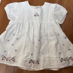 petit main 刺繍入り半袖ブラウス 120