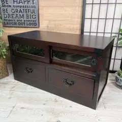 セール中！民芸家具木製ガラス戸付きテレビ台サイドボードTV台チェスト飾り棚桐無垢