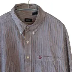 IZOD ストライプ柄長袖シャツ L 白赤紺
