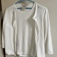 LAURA ASHLEY ローラアシュレイ刺繍入りアンサンブル ホワイト　お値引のサムネイル