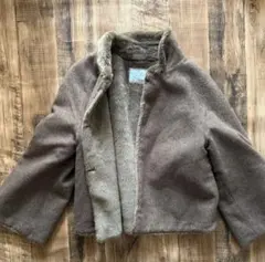 BEAUTY&YOUTH フェイクムートン ボアジャケット ブラウン