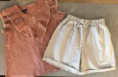 BEAMS mini 刺繍フレアセットアップ チュニック ショートパンツ