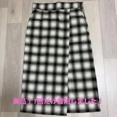 상태좋음 GU チェック柄 ロングタイトスカート 裏地あり ウエストゴム
