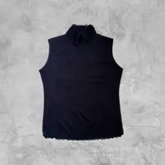 ブラック ノースリーブ レース襟 レースハイネック 黒 メロウ裾