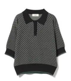BEAMS マルチジャガードニットポロ　ブラック美品
