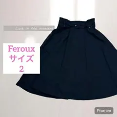 【フェルゥ】Feroux/フレアスカート/サイズ2/ネイビー/紺/ストーン付き