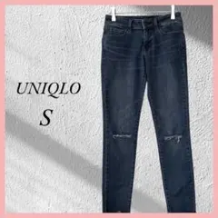 UNIQLO ウルトラストレッチジーンズ ダメージ サイズ24ブルー