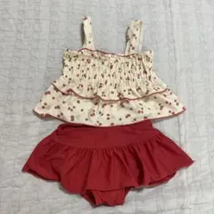 いちご柄 ベビー水着セット 100