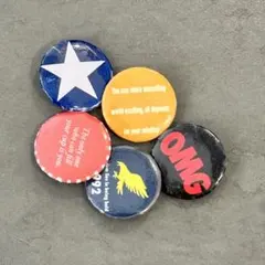ヴィンテージ 風　缶バッジ　5個セット　32㎜　スター