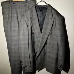 WARDLEY グレー系チェック柄ダブルブレストスーツ　2L BIG　ウール