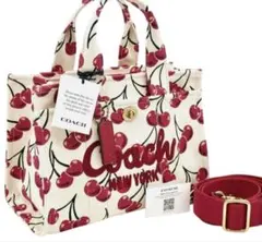 COACH コーチ チェリー柄 ミニカーゴトート20 ニューヨーク限定