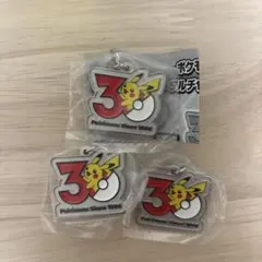 「3個」 ポケモン 30周年 メタルチャームマスコット