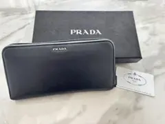 (美品) PRADA ネイビー レザー 長財布