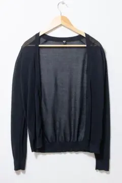 『ユニクロ』 ライトVネックカーディガン 黒 L