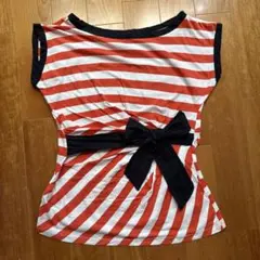 MNG COLLECTION リボン付きストライプTシャツ Mサイズのサムネイル