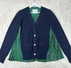 ✩.希少 sacai カーディガン ペイズリー柄 プリーツ ドッキング サイズ2のサムネイル