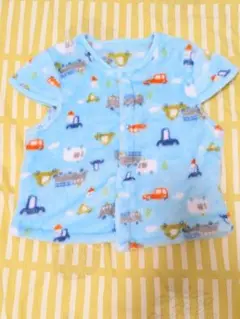 水色 フリース スリーパー 100cm 乗り物柄