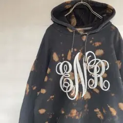 古着 フルーツオブザルーム パーカー ENR ブリーチ加工 タイダイ ブラックM