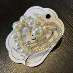 ハート型パールブローチ　55ミリ