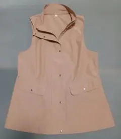 ロングベスト　ジレ　汚れピンク　スタンドカラー　Mサイズ