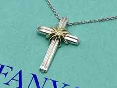 c534 美品　ティファニー　シグネチャー　クロス　ネックレス　750/925