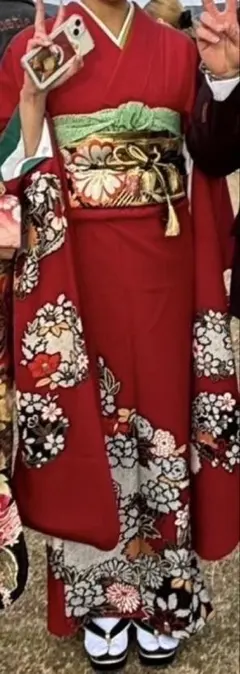 振袖　フルセット　身丈　160.5cm 正絹　赤　美品