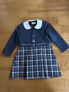 ネイビー ジャケット チェック柄ドレス 120cm セレモニーワンピース