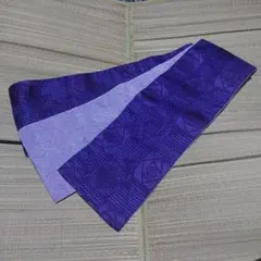 紫色と薄紫色の半幅帯　バラ