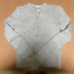 ZARA グレー ニットカーディガン タートルネック