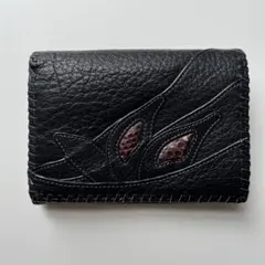 本革 二つ折り　カード　収納　　ポケット多　小銭　見やすい　財布 黒　コンパクト
