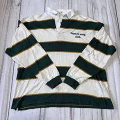 Snatch song club ボーダー ラガーシャツ M 刺繍ロゴ グリーン