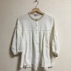 Samansa Mos2 配色ギャザーブラウス