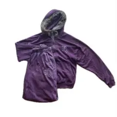 紫色フリースフード付きセットアップ