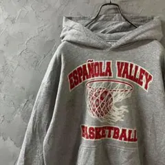 GILDAN パーカー　ビッグプリント　チームロゴ　バスケ　グレー　M IW17