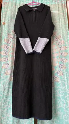 リブニットワンピース ブラック