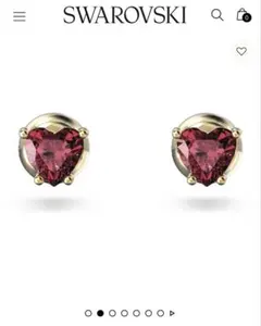 【正規品箱付き】スワロフスキー Chromaスタッドピアス ハート型赤ストーン