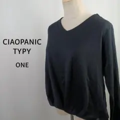 CIAOPANIC TYPY　異素材切り替えシアーフレア長袖トップス　ONE　黒