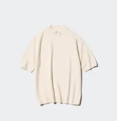 ユニクロ カシミヤモックネックセーター5分袖 オフホワイト