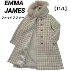 EMMA JAMES エマジェイムス【11/L】ウール混　フーデットコート比翼