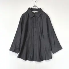 BBNY レナウン　長袖シャツ　ピンタックデザイン　日本製　ダークグレー