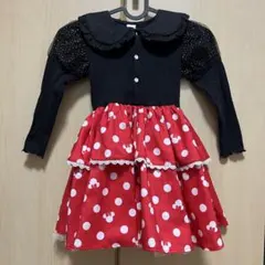 【Disney】ミニーマウス風ワンピース 120cm 長袖　ディズニーコーデ