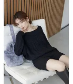 SNIDEL ケーブルニットトップス　ブラック