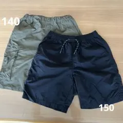 GUキッズ 半ズボン 2枚　黒 カーキ