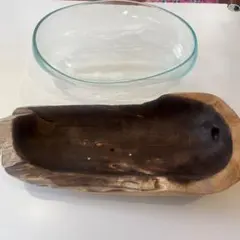 手作りダークブラウン木製皿